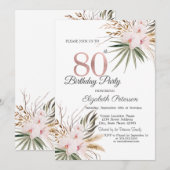 Chic Boho Flowers 80th Birthday Einladung (Vorne/Hinten)