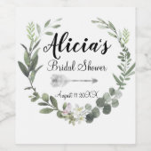 Chic Boho Foliage Brautparty Wasserfarbe Weinetikett (Einzelnes Label)