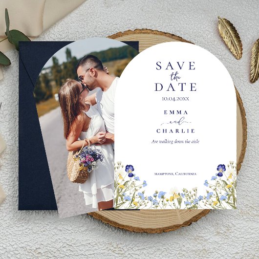 Chic Boho Foto Wedding Save the Date Einladung
