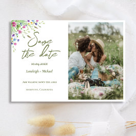 Chic boho Foto Wildblumen Hochzeitssache Datum spe Save The Date