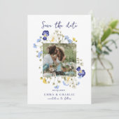 Chic boho Foto Wildblumen Hochzeitssache speichern Save The Date (Stehend Vorderseite)