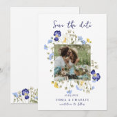 Chic boho Foto Wildblumen Hochzeitssache speichern Save The Date (Vorne/Hinten)