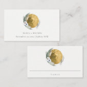 Chic Boho Gold Saga Green Floral Wreath Wedding Platzkarte (Vorne/Hinten)