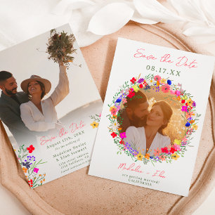 Chic boho helle wilde Blume 2 Fotos Hochzeit Save The Date