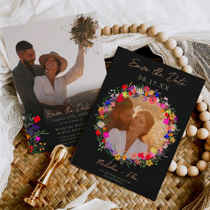 Chic boho helle wilde Blume 2 Fotos Hochzeit Save The Date