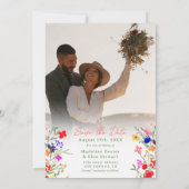 Chic boho helle wilde Blume 2 Fotos Hochzeit Save The Date (Rückseite)