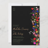 Chic boho helle wilde Blume 3 Fotos Hochzeit Einladung (Vorderseite)