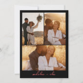 Chic boho helle wilde Blume 3 Fotos Hochzeit Einladung (Rückseite)