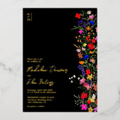 Chic boho helle wilde Blume 3 Fotos Hochzeit Folieneinladung (Vorderseite)