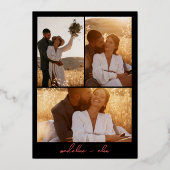 Chic boho helle wilde Blume 3 Fotos Hochzeit Folieneinladung (Rückseite)