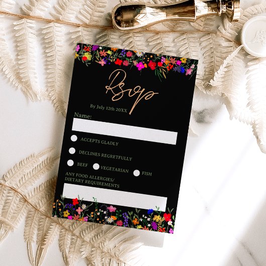 Chic boho helle wilde Blume Hochzeit rsvp Einladung