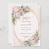 Chic Boho Hellrosa Florales Save The Date (Vorderseite)