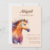 Chic Boho Horse Beige Brown Pony Birthday Party Einladung (Vorderseite)
