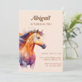 Chic Boho Horse Beige Brown Pony Birthday Party Einladung (Stehend Vorderseite)