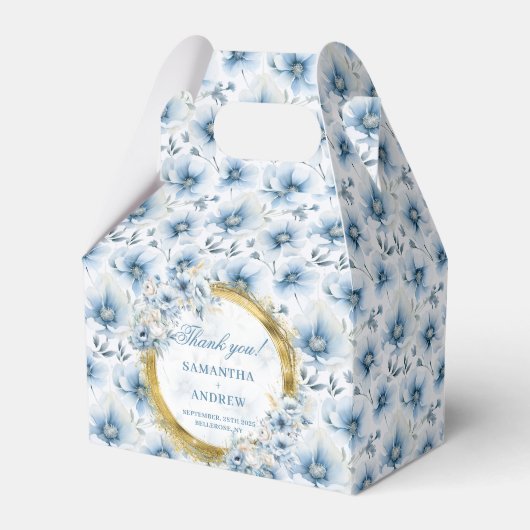 Chic Boho Light Blue Gold Wedding Danke Box Geschenkschachtel (Vorderseite)