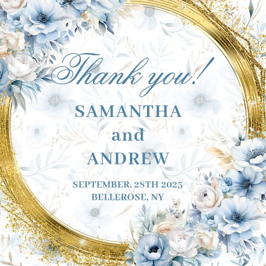 Chic Boho Light Blue Gold Wedding Danke Box Geschenkschachtel