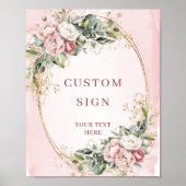Chic Boho Light Pink Floral Custom Sign Poster (Vorne)