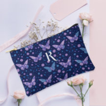 Chic Boho Lila Butterfly Pattern Monogramm