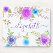 Chic boho lila florale Aquarellschrift Mousepad (Vorne)