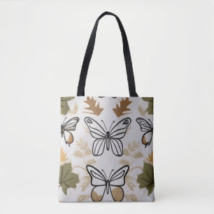 Chic boho line art abstrakt vektorschmetterlinge tasche