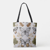 Chic boho line art abstrakt vektorschmetterlinge tasche (Rückseite)
