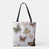 Chic boho line art abstrakte Schmetterlinge Tasche (Rückseite)