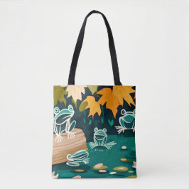 Chic boho line art abstrakte Vektorfrösche auf Tei Tasche