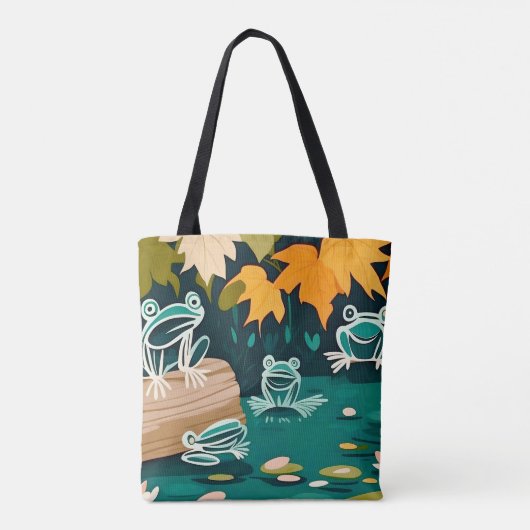 Chic boho line art abstrakte Vektorfrösche auf Tei Tasche (Rückseite)