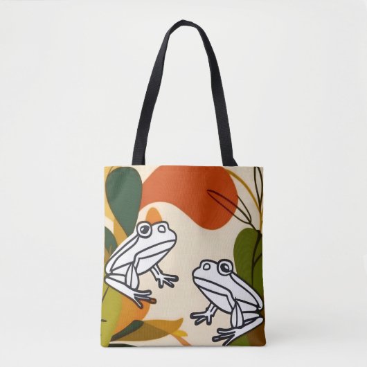 Chic boho line art abstrakte Vektorfrösche Tasche (Vorderseite)