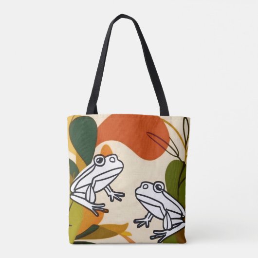 Chic boho line art abstrakte Vektorfrösche Tasche (Rückseite)