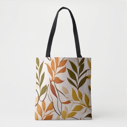 Chic boho Linie Art große Herbstblätter Vektor Tasche (Vorderseite)