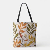 Chic boho Linie Art große Herbstblätter Vektor Tasche (Rückseite)