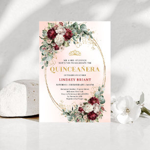 Chic Boho Marsala Blumen 15. Geburtstagseinladung Einladung