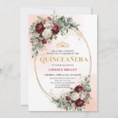 Chic Boho Marsala Blumen 15. Geburtstagseinladung Einladung (Vorderseite)