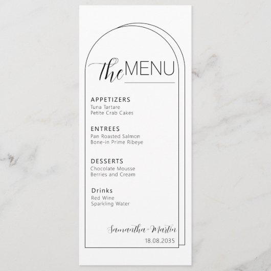 Chic Boho Minimal Text Script Wedding Menü Menükarte (Vorderseite)