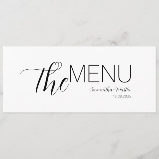 Chic Boho Minimal Text Script Wedding Menü Menükarte (Rückseite)