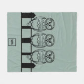Chic boho minimalistische Eule auf Zaun-Monogramm Fleecedecke (Vorderseite (Horizontal))