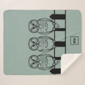 Chic boho minimalistische Eule auf Zaun-Monogramm Sherpadecke (Vorderseite (Horizontal))