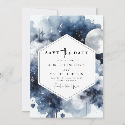 Chic Boho Moonlit Wedding Save The Date (Vorderseite)