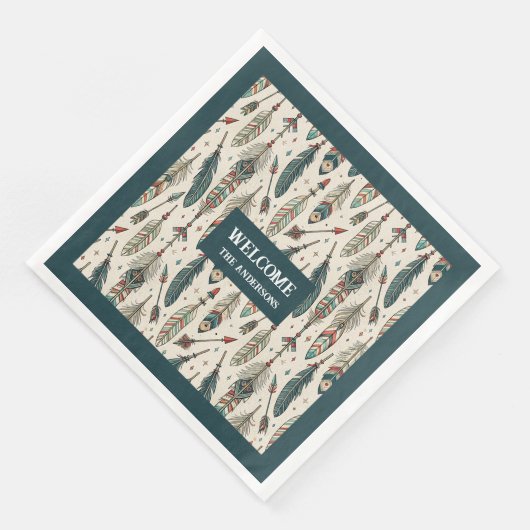 Chic Boho Napkins Feathers & Arrows Individuelle N Serviette (Ecke)