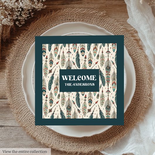 Chic Boho Napkins Feathers & Arrows Individuelle N Serviette