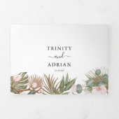 Chic Boho Orchids & Tropcal Blätter Hochzeit Dreifach Gefaltete Einladung (Cover)