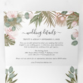 Chic Boho Orchids & Tropcal Blätter Hochzeit Dreifach Gefaltete Einladung (Innen Erste Seite)