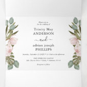 Chic Boho Orchids & Tropcal Blätter Hochzeit Dreifach Gefaltete Einladung (Innenseite Mitte)