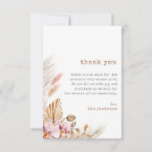 Chic Boho Pampas Grass Baby Dusche Danke Karte (Vorderseite)