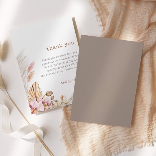 Chic Boho Pampas Grass Baby Dusche Danke Karte