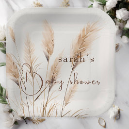 Chic boho Pampas Grass Baby Dusche Pappteller