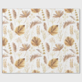 Chic Boho Pampas Grass Palm Blätter Imitate Glitze Geschenkpapier (Flach)