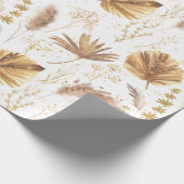 Chic Boho Pampas Grass Palm Blätter Imitate Glitze Geschenkpapier (Ecke)
