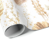 Chic Boho Pampas Grass Palm Blätter Imitate Glitze Geschenkpapier (Rolleneckpunkt)